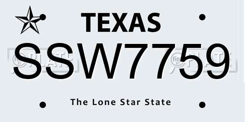 SSW7759 Texas License Plate