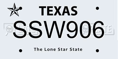 SSW906 Texas License Plate