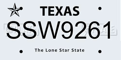 SSW9261 Texas License Plate