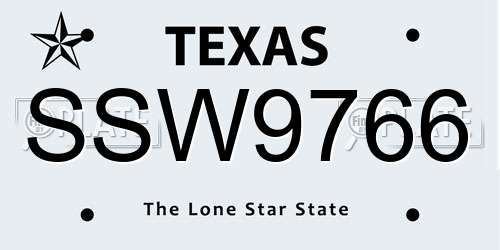 SSW9766 Texas License Plate