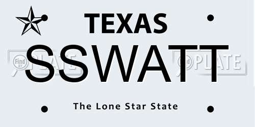 SSWATT Texas License Plate