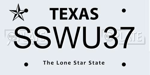 SSWU37 Texas License Plate