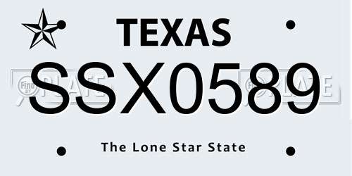 SSX0589 Texas License Plate