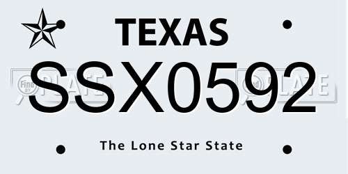 SSX0592 Texas License Plate