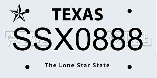 SSX0888 Texas License Plate