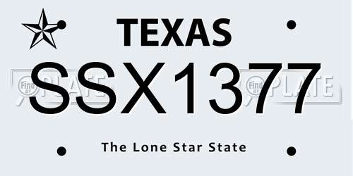 SSX1377 Texas License Plate