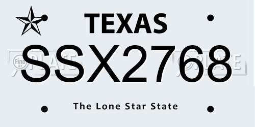 SSX2768 Texas License Plate