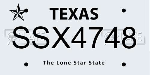 SSX4748 Texas License Plate