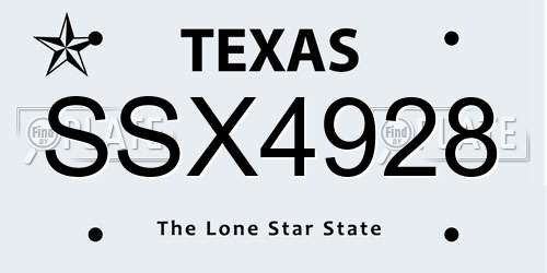 SSX4928 Texas License Plate