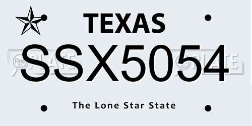 SSX5054 Texas License Plate