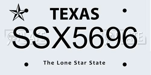 SSX5696 Texas License Plate