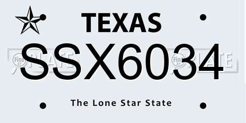 SSX6034 Texas License Plate