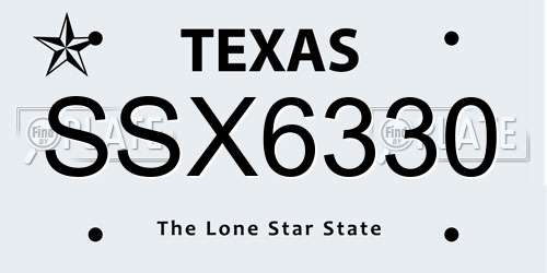 SSX6330 Texas License Plate