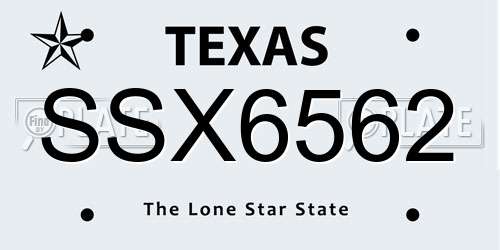 SSX6562 Texas License Plate