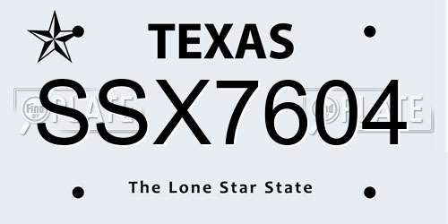 SSX7604 Texas License Plate