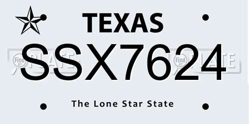 SSX7624 Texas License Plate
