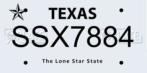 SSX7884 Texas License Plate