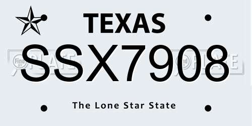 SSX7908 Texas License Plate