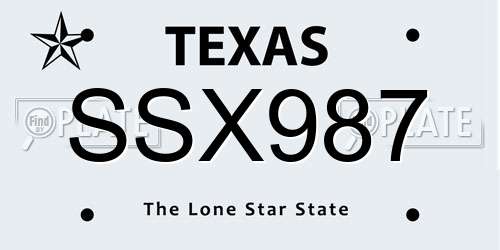 SSX987 Texas License Plate