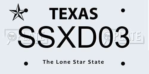 SSXD03 Texas License Plate