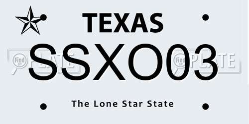 SSXO03 Texas License Plate