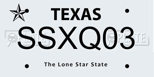 SSXQ03 Texas License Plate