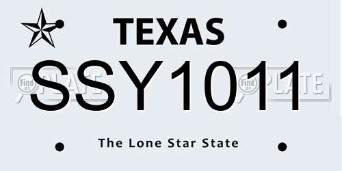 SSY1011 Texas License Plate