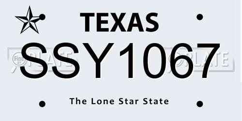 SSY1067 Texas License Plate