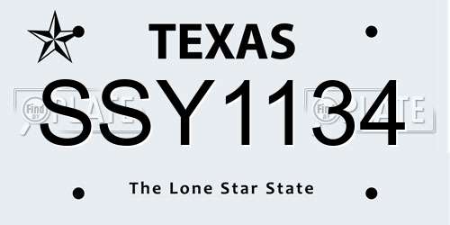 SSY1134 Texas License Plate