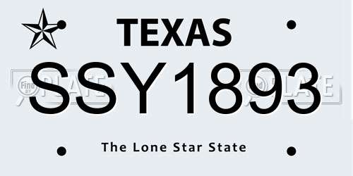 SSY1893 Texas License Plate