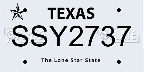 SSY2737 Texas License Plate