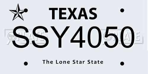 SSY4050 Texas License Plate