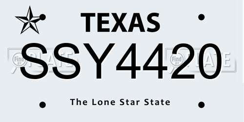 SSY4420 Texas License Plate