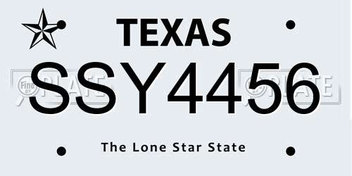 SSY4456 Texas License Plate