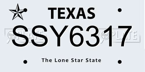 SSY6317 Texas License Plate