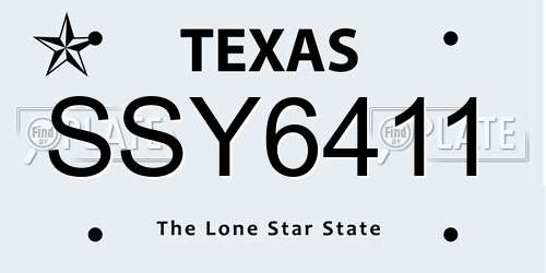 SSY6411 Texas License Plate