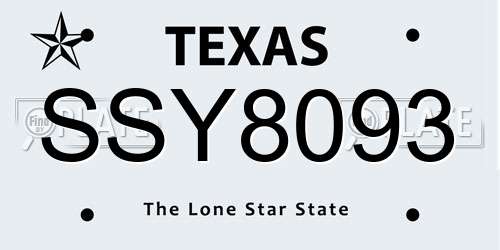 SSY8093 Texas License Plate
