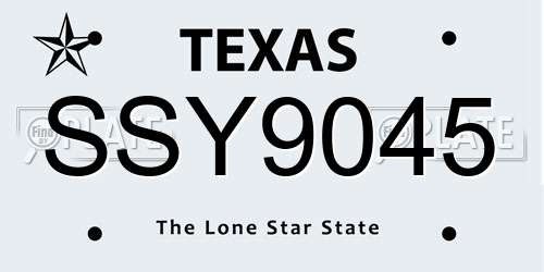 SSY9045 Texas License Plate