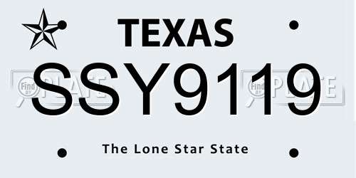 SSY9119 Texas License Plate