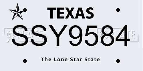 SSY9584 Texas License Plate