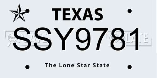 SSY9781 Texas License Plate
