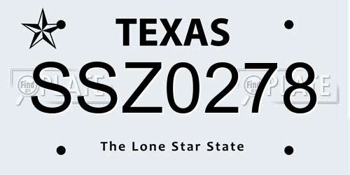 SSZ0278 Texas License Plate
