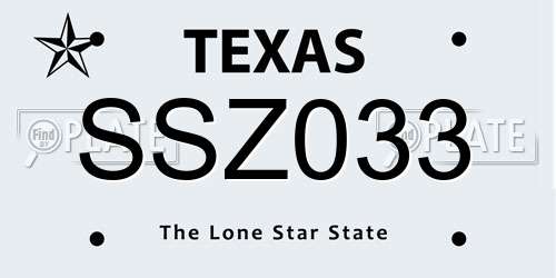 SSZ033 Texas License Plate