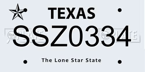 SSZ0334 Texas License Plate