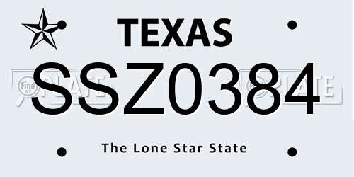 SSZ0384 Texas License Plate