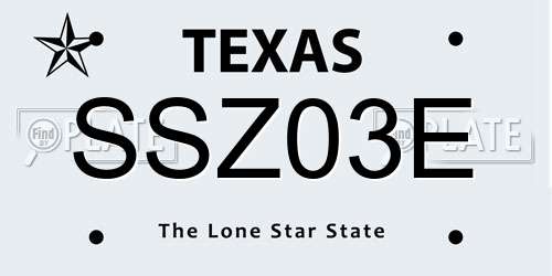 SSZ03E Texas License Plate
