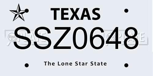 SSZ0648 Texas License Plate