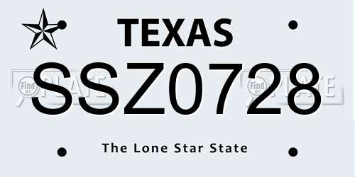 SSZ0728 Texas License Plate