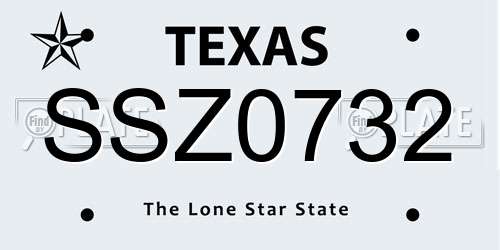 SSZ0732 Texas License Plate