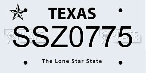 SSZ0775 Texas License Plate